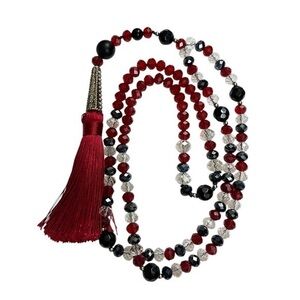 Unique Handmade Black, Red and Clear Crystal Mala